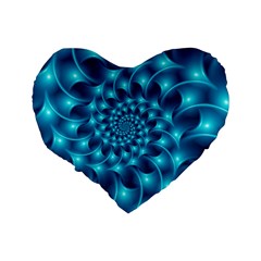 Glossy Light Blue Spiral Fractal Standard 16  Premium Flano Heart Shape Cushion  from ArtsNow.com Back