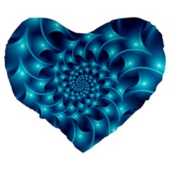 Glossy Light Blue Spiral Fractal Large 19  Premium Flano Heart Shape Cushion from ArtsNow.com Back