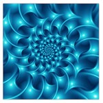 Glossy Light Blue Spiral Fractal Large Satin Scarf (Square)