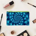 Glossy Light Blue Spiral Fractal Cosmetic Bag (XS)