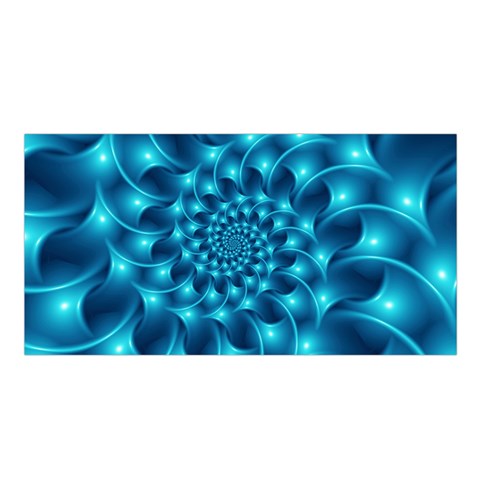 Glossy Light Blue Spiral Fractal Satin Shawl from ArtsNow.com Front