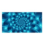 Glossy Light Blue Spiral Fractal Satin Shawl