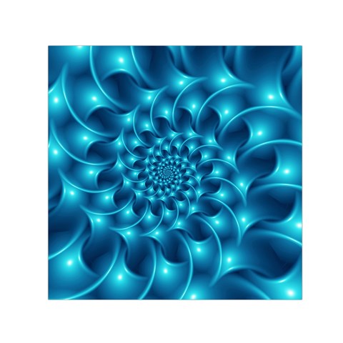 Glossy Light Blue Spiral Fractal Small Satin Scarf (Square) from ArtsNow.com Front