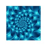 Glossy Light Blue Spiral Fractal Small Satin Scarf (Square)