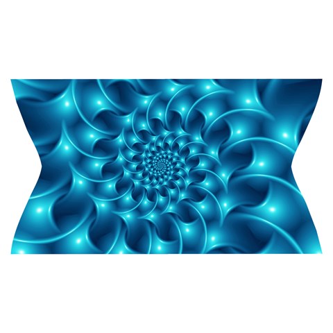 Glossy Light Blue Spiral Fractal Yoga Cropped Leggings from ArtsNow.com Waistband Front