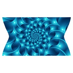 Glossy Light Blue Spiral Fractal Yoga Cropped Leggings from ArtsNow.com Waistband Front