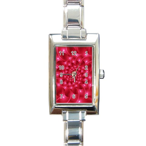 Glossy Rose Pink Spiral Fractal  Rectangle Italian Charm Watch from ArtsNow.com Front