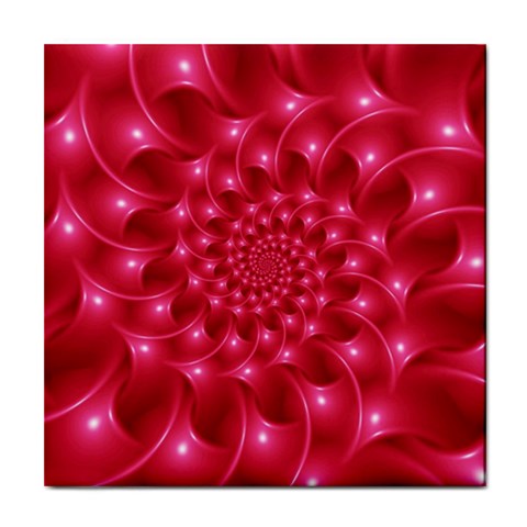 Glossy Rose Pink Spiral Fractal  Tile Coaster from ArtsNow.com Front