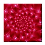 Glossy Rose Pink Spiral Fractal  Tile Coaster