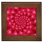 Glossy Rose Pink Spiral Fractal  Framed Tile