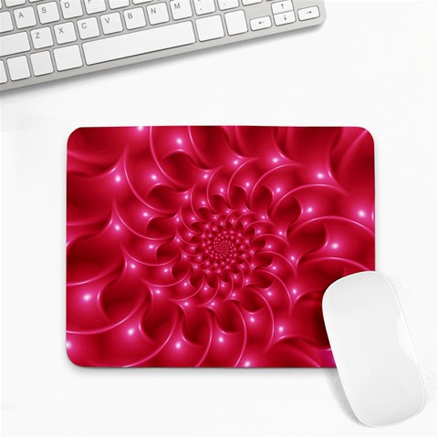 Glossy Rose Pink Spiral Fractal  Small Mousepad from ArtsNow.com Front