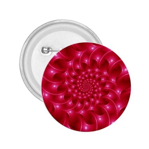 Glossy Rose Pink Spiral Fractal  2.25  Button from ArtsNow.com Front