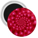 Glossy Rose Pink Spiral Fractal  3  Magnet