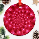 Glossy Rose Pink Spiral Fractal  Ornament (Round)