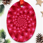 Glossy Rose Pink Spiral Fractal  Ornament (Oval)