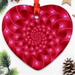 Glossy Rose Pink Spiral Fractal  Ornament (Heart)