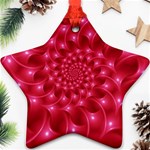 Glossy Rose Pink Spiral Fractal  Ornament (Star)