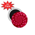 Glossy Rose Pink Spiral Fractal  1.75  Magnet (10 pack) 