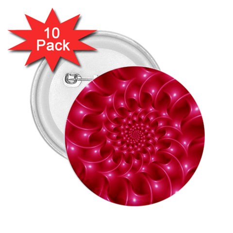 Glossy Rose Pink Spiral Fractal  2.25  Button (10 pack) from ArtsNow.com Front