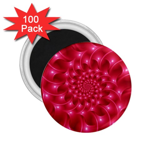 Glossy Rose Pink Spiral Fractal  2.25  Magnet (100 pack)  from ArtsNow.com Front