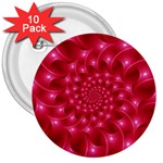 Glossy Rose Pink Spiral Fractal  3  Button (10 pack)