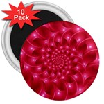 Glossy Rose Pink Spiral Fractal  3  Magnet (10 pack)