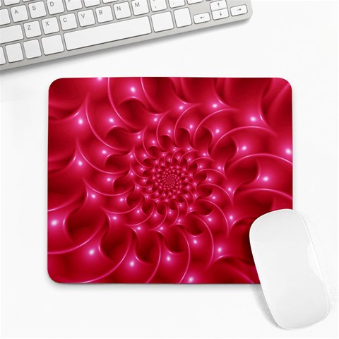 Glossy Rose Pink Spiral Fractal  Large Mousepad from ArtsNow.com Front