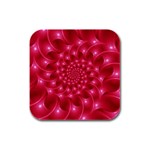 Glossy Rose Pink Spiral Fractal  Rubber Square Coaster (4 pack)