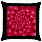 Glossy Rose Pink Spiral Fractal  Throw Pillow Case (Black)