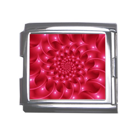 Glossy Rose Pink Spiral Fractal  Mega Link Italian Charm (18mm) from ArtsNow.com Front