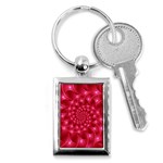 Glossy Rose Pink Spiral Fractal  Key Chain (Rectangle)