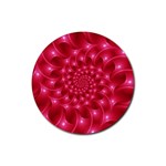 Glossy Rose Pink Spiral Fractal  Rubber Coaster (Round)