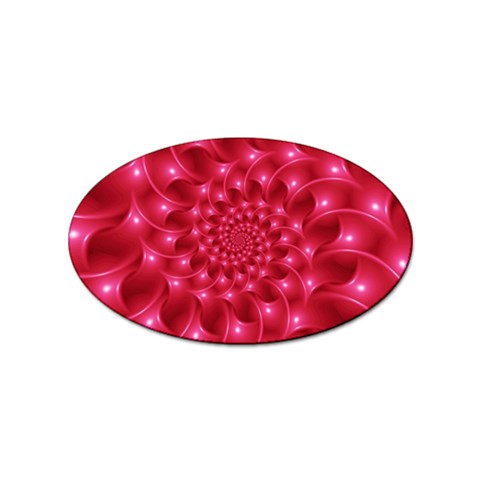 Glossy Rose Pink Spiral Fractal  Sticker (Oval) from ArtsNow.com Front