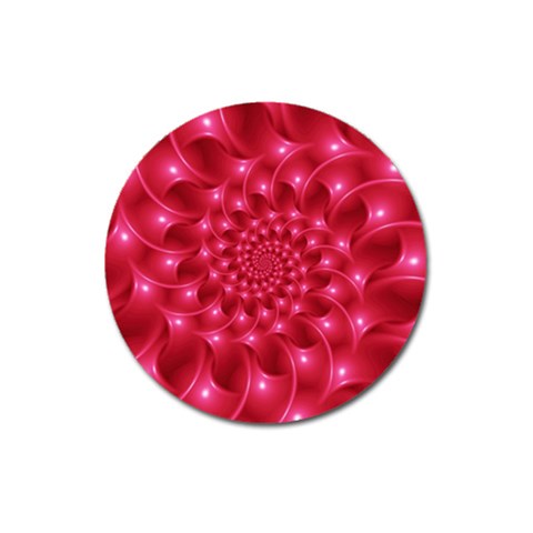 Glossy Rose Pink Spiral Fractal  Magnet 3  (Round) from ArtsNow.com Front