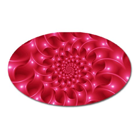 Glossy Rose Pink Spiral Fractal  Magnet (Oval) from ArtsNow.com Front