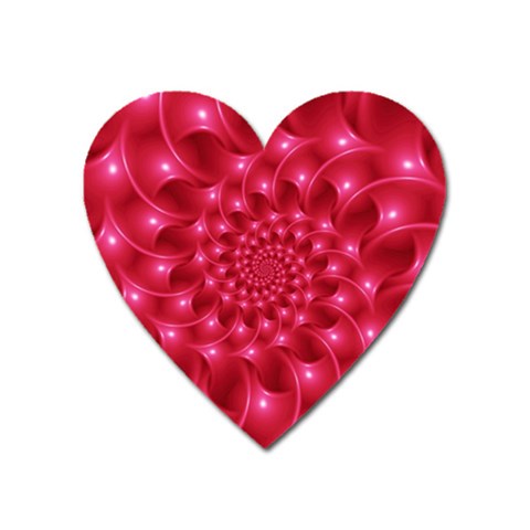 Glossy Rose Pink Spiral Fractal  Magnet (Heart) from ArtsNow.com Front