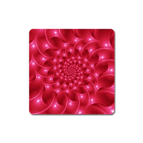 Glossy Rose Pink Spiral Fractal  Magnet (Square) from ArtsNow.com Front