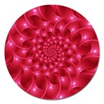 Glossy Rose Pink Spiral Fractal  Magnet 5  (Round)