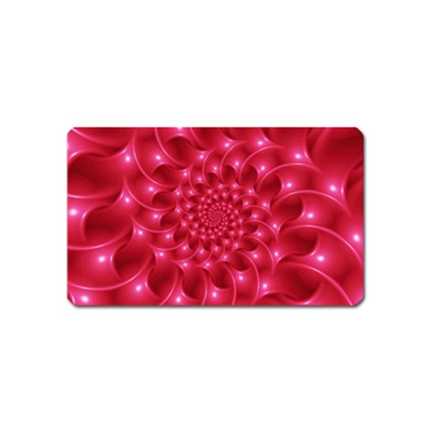 Glossy Rose Pink Spiral Fractal  Magnet (Name Card) from ArtsNow.com Front