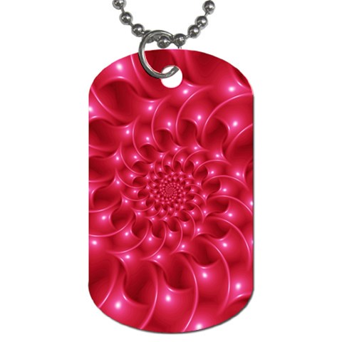 Glossy Rose Pink Spiral Fractal  Dog Tag (One Side) from ArtsNow.com Front