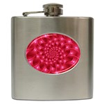 Glossy Rose Pink Spiral Fractal  Hip Flask (6 oz)