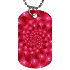 Glossy Rose Pink Spiral Fractal  Dog Tag (Two Sides) from ArtsNow.com Front