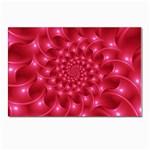 Glossy Rose Pink Spiral Fractal  Postcard 5  x 7 