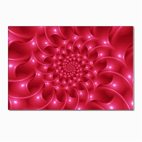 Glossy Rose Pink Spiral Fractal  Postcards 5  x 7  (Pkg of 10) from ArtsNow.com Front