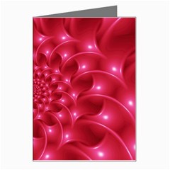 Glossy Rose Pink Spiral Fractal  Greeting Card from ArtsNow.com Left