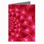 Glossy Rose Pink Spiral Fractal  Greeting Card