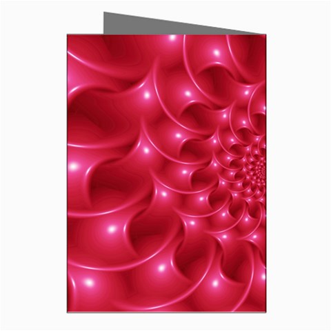 Glossy Rose Pink Spiral Fractal  Greeting Cards (Pkg of 8) from ArtsNow.com Right