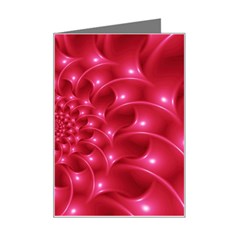 Glossy Rose Pink Spiral Fractal  Mini Greeting Card from ArtsNow.com Left