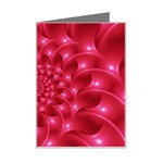 Glossy Rose Pink Spiral Fractal  Mini Greeting Card