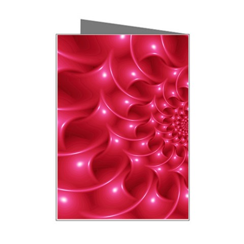 Glossy Rose Pink Spiral Fractal  Mini Greeting Card from ArtsNow.com Right